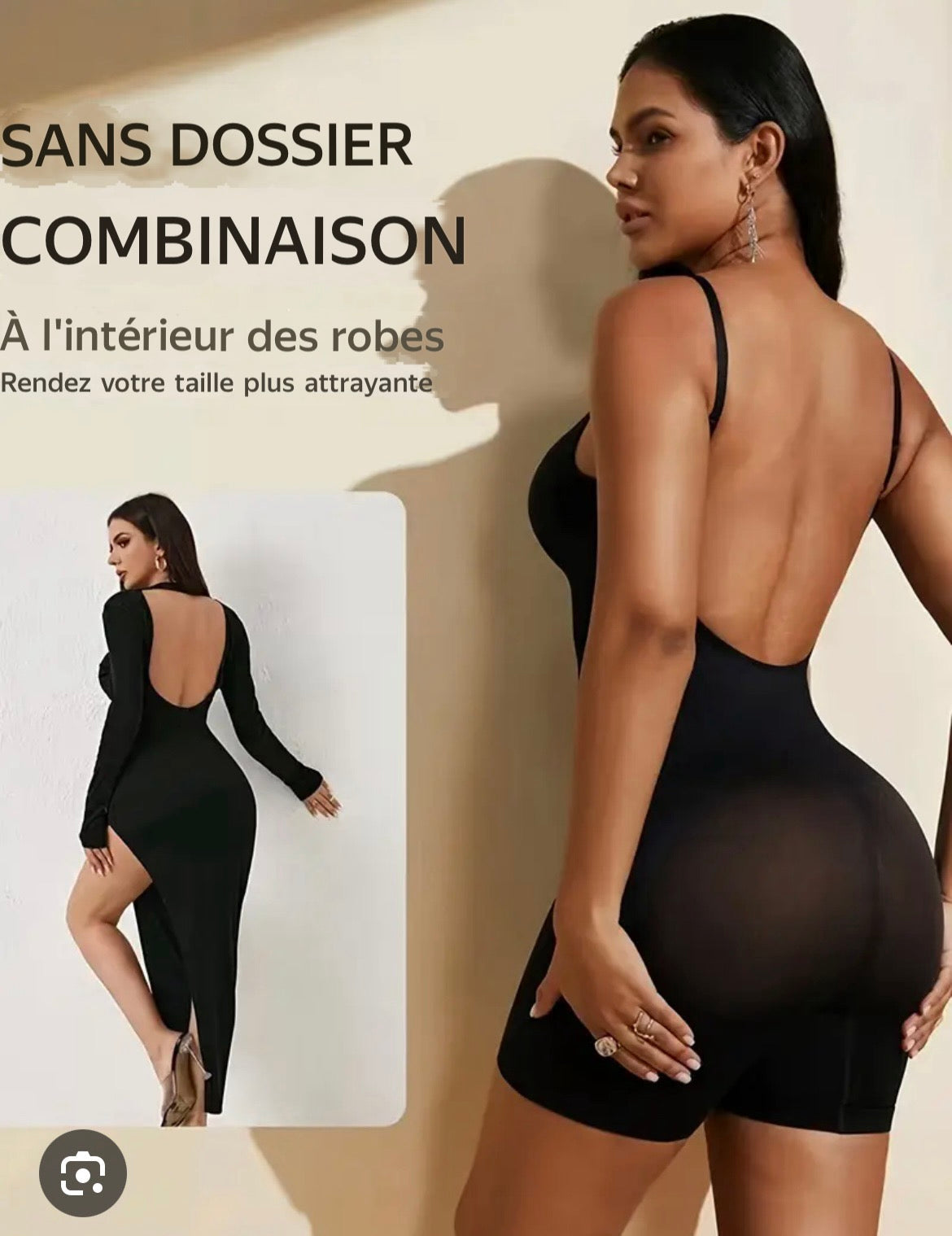 Bodysuit Gainant Dos Nu😍 couleur : noire et marron❤️ livraison à vos frais